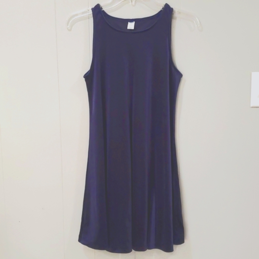 Navy velvet sleeveless shift dress - XS